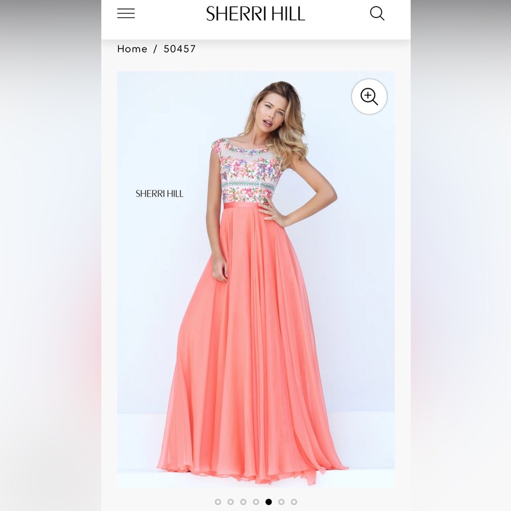 Sherri Hill Dress - Floral Embroidery + Coral Skirt